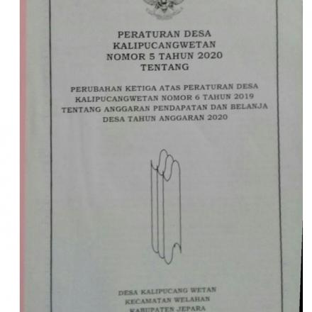 PERDES NO 5 TAHUN 2020 TENTANG PERUBAHAN KETIGA ATAS PERDES NO 6 TAHUN 2019 TENTANG APBDES TAHUN2020